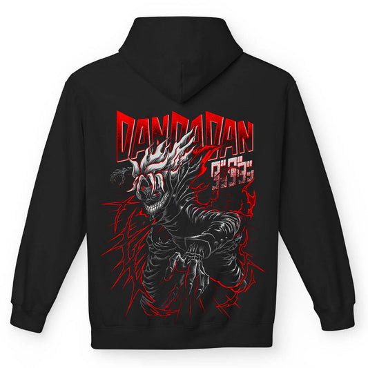 Felpa con cappuccio nera Serie Manga Dandadan - Ken Takakura con tasca frontale Anime T-shirt - Retro