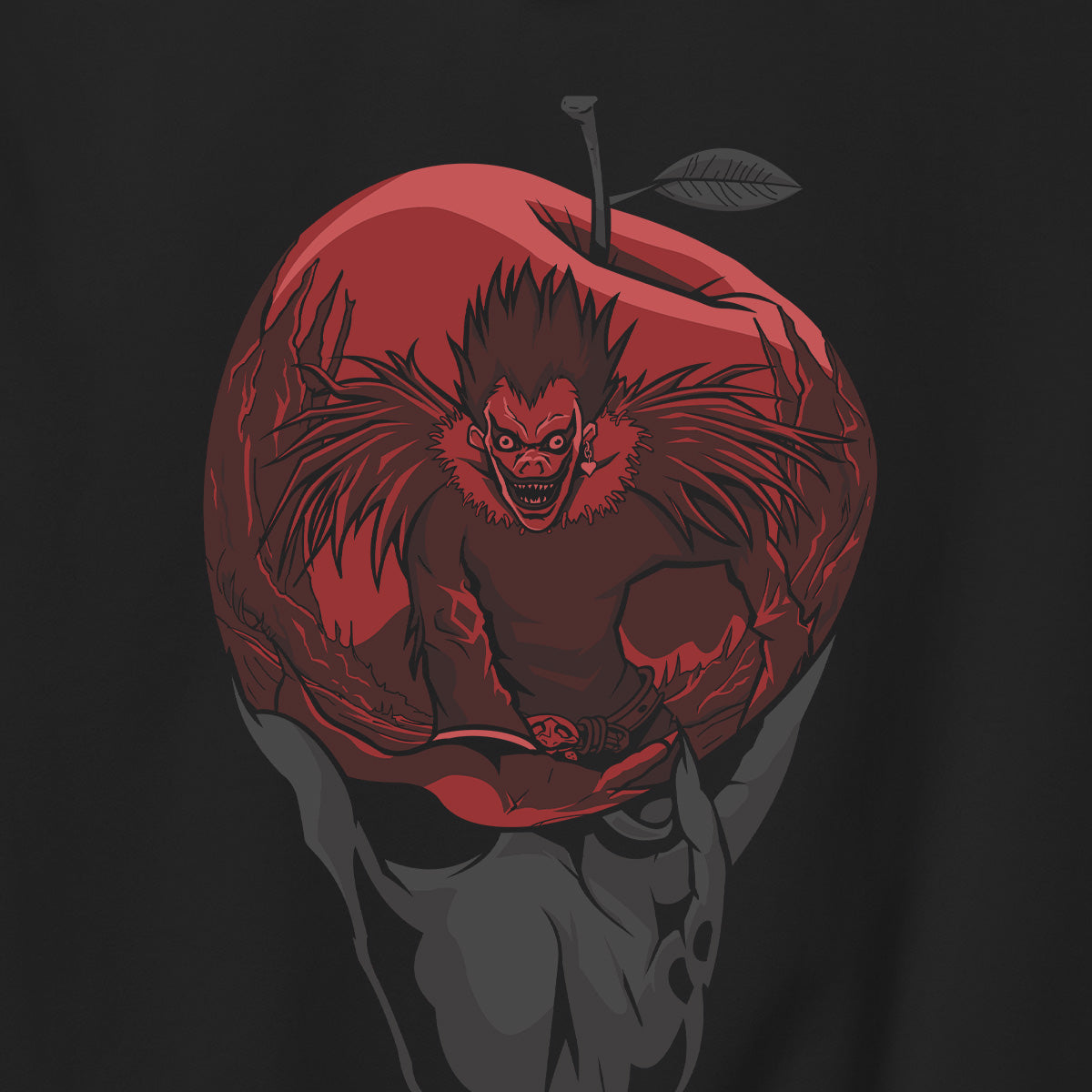 Felpa con cappuccio nera Serie Manga Death Note - Ryuk con tasca frontale Anime T-shirt - Stampa