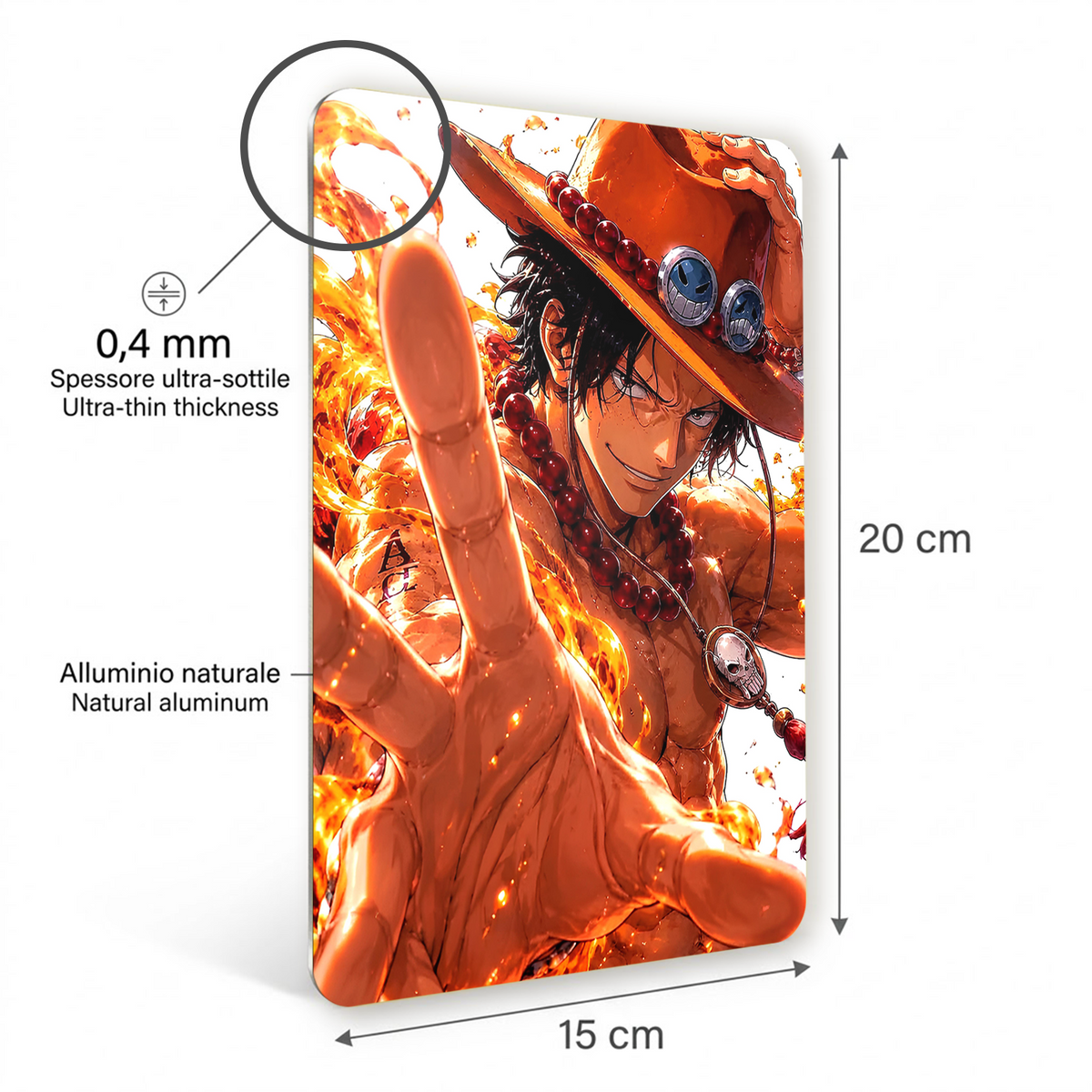 Poster in Alluminio One Piece - Ace Flame