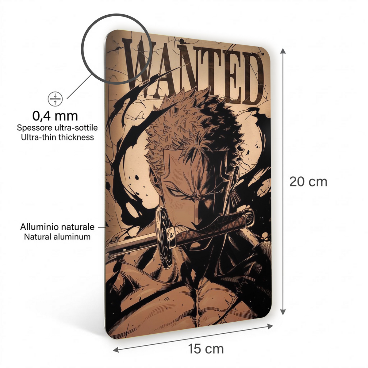 Poster in Alluminio One Piece - Wanted Zoro