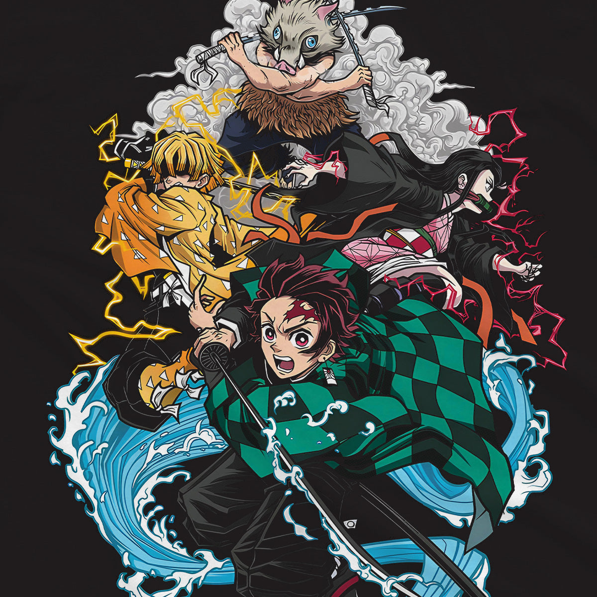 T-shirt Demon Slayer - Tanjiro Nezuko Inosuke Zenitsu