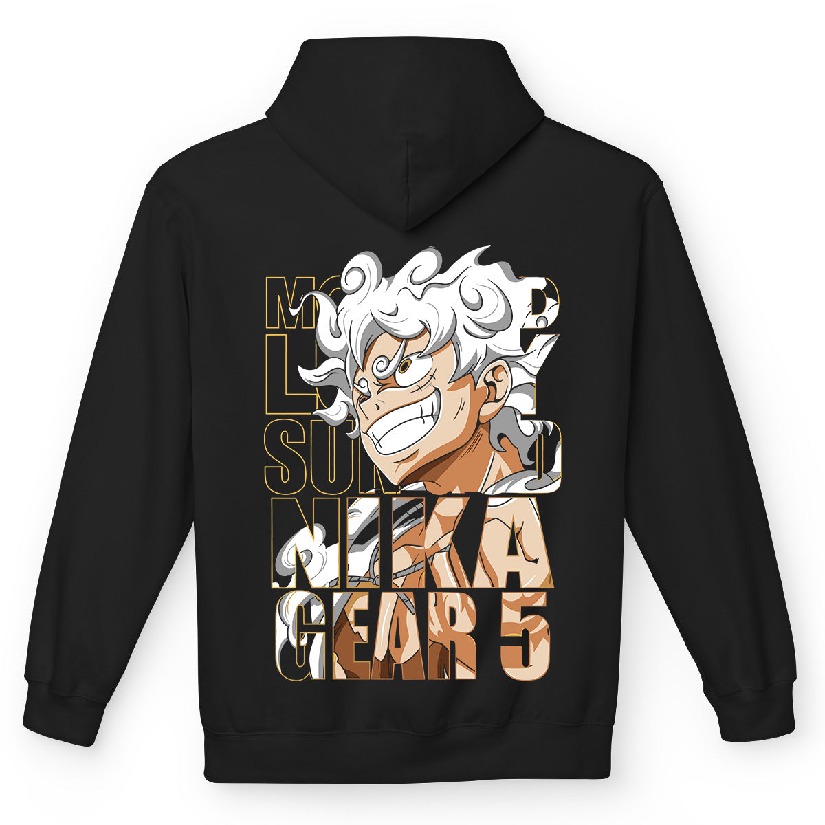 Felpa con cappuccio Nera Serie Manga One Piece -Luffy Gear Five 5 - Monkey D. Rufy con tasca frontale - Retro