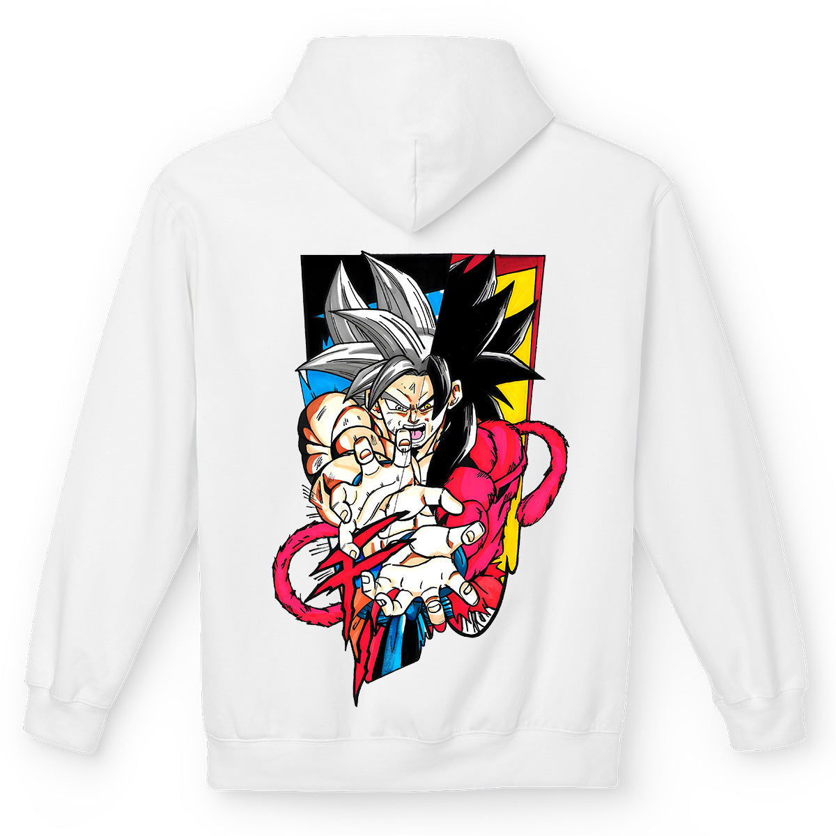 Felpa con cappuccio Bianca Serie Manga Dragon ball z - Super Goku e logo con tasca frontale Anime T-shirt - Retro