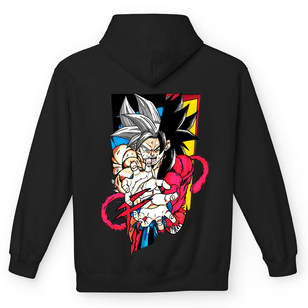 Felpa con cappuccio Nera Serie Manga Dragon ball z - Super Goku e logo con tasca frontale Anime T-shirt - Retro