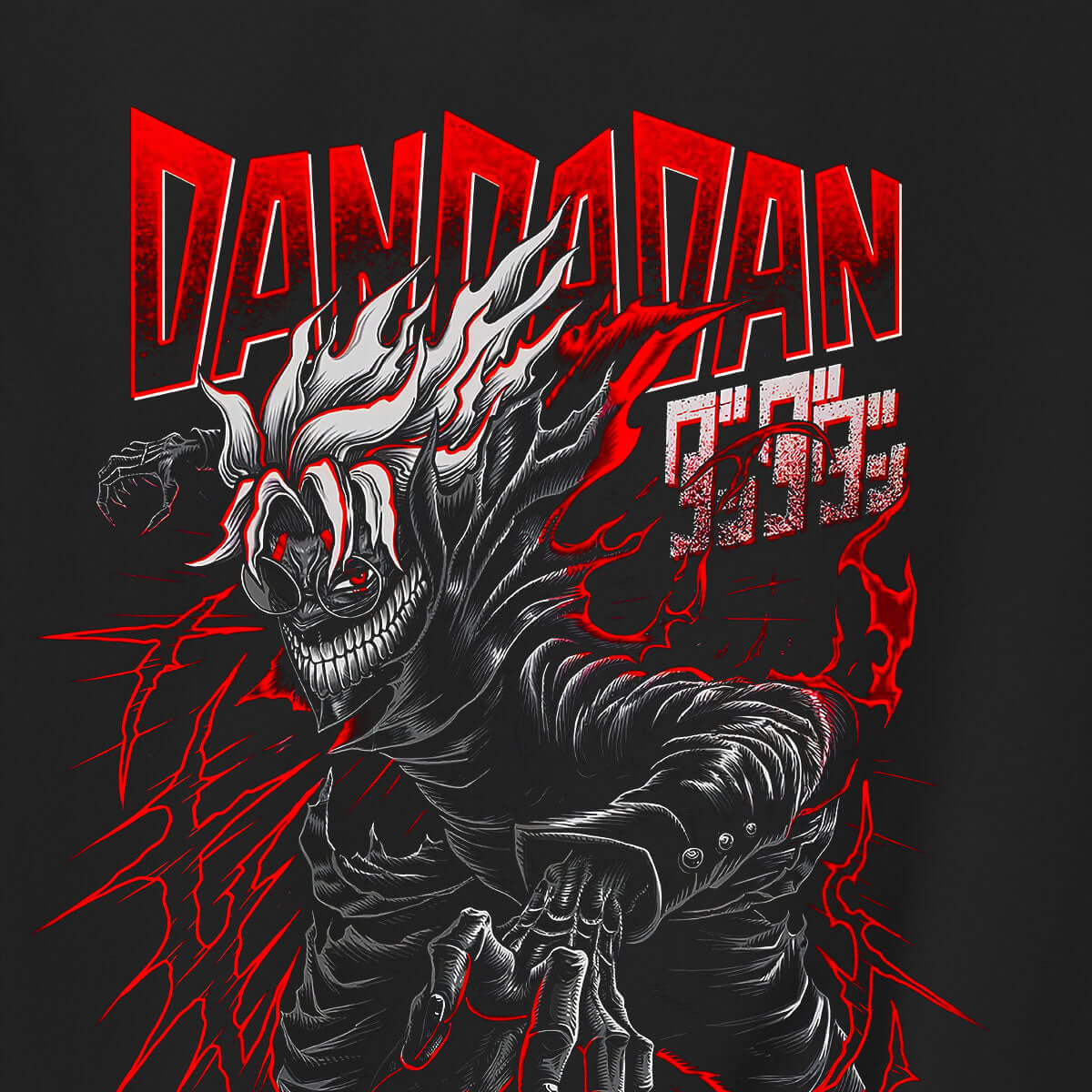 Felpa con cappuccio nera Serie Manga Dandadan - Ken Takakura con tasca frontale Anime T-shirt - Stampa