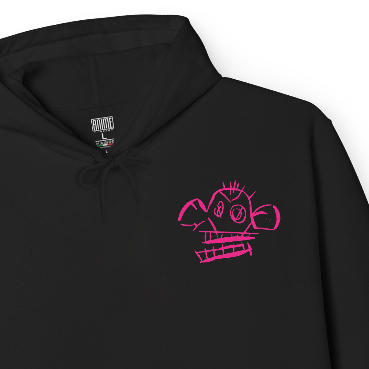 Felpa con cappuccio nera Serie Arcane League of Legends Jinx con tasca frontale Anime T-shirt - Dettaglio