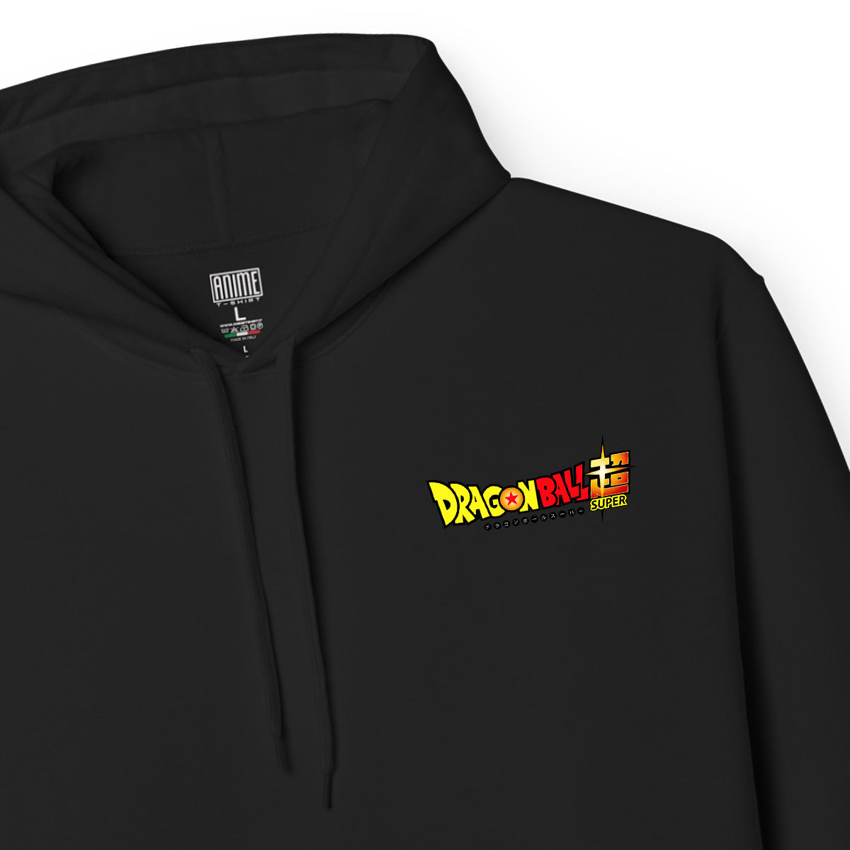 Felpa con cappuccio Nera Serie Manga Dragon ball z - Super Goku e logo con tasca frontale Anime T-shirt - Dettaglio