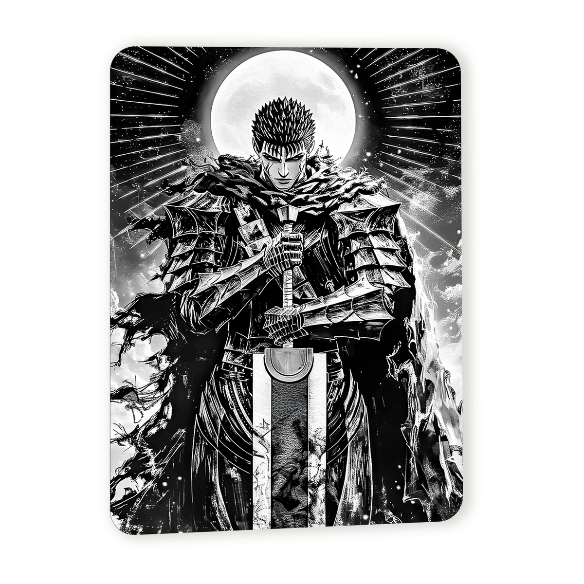 Poster in Alluminio Berserk - Guts Black & White