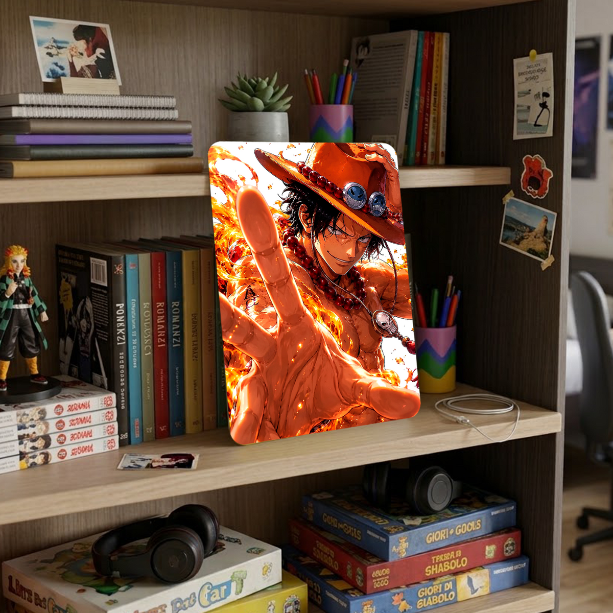 Poster in Alluminio One Piece - Ace Flame