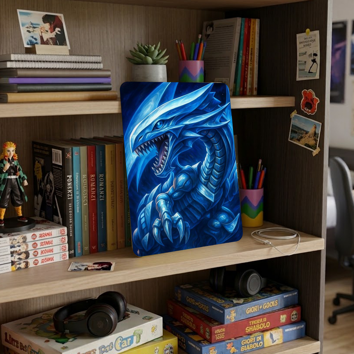 Poster in Alluminio Yu‑Gi‑Oh! - Drago Bianco Occhi Blu