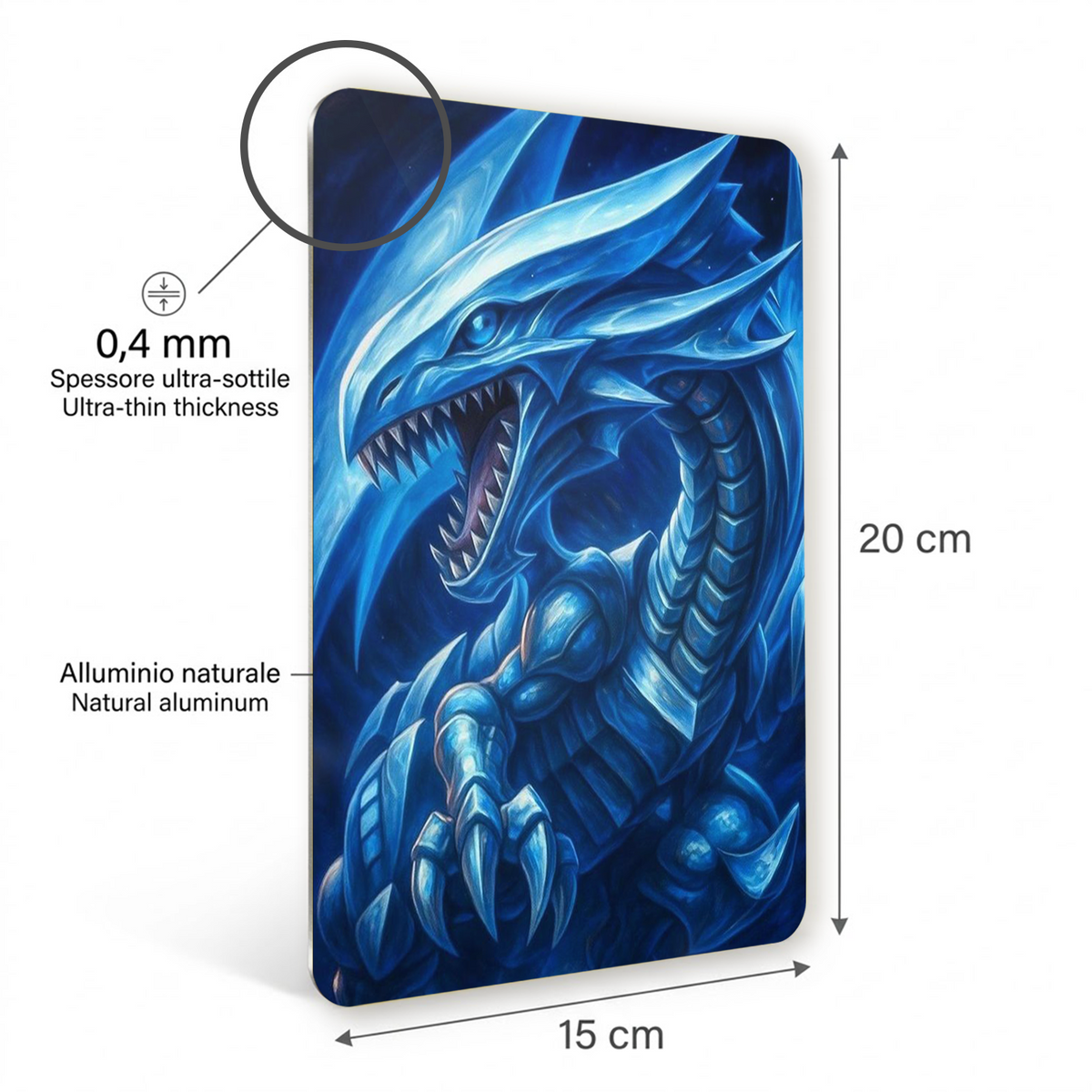 Poster in Alluminio Yu‑Gi‑Oh! - Drago Bianco Occhi Blu