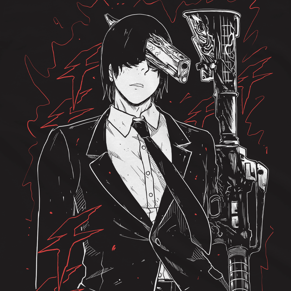 T-shirt Chainsaw Man - Gun Devil Murales