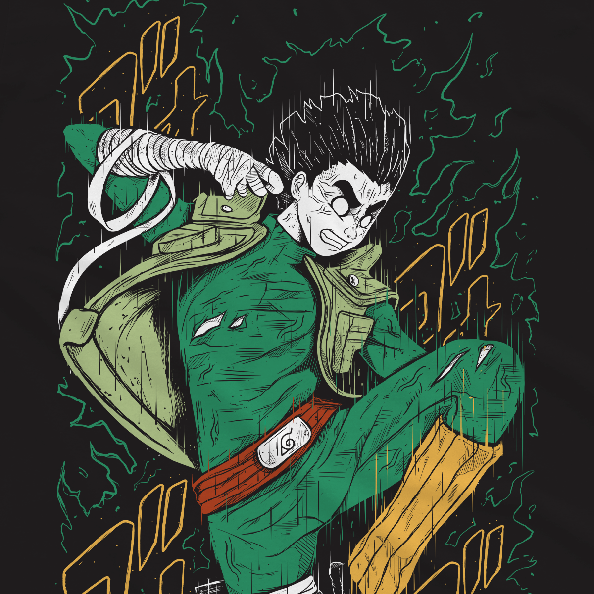 T-shirt Naruto - Rock Lee Murales