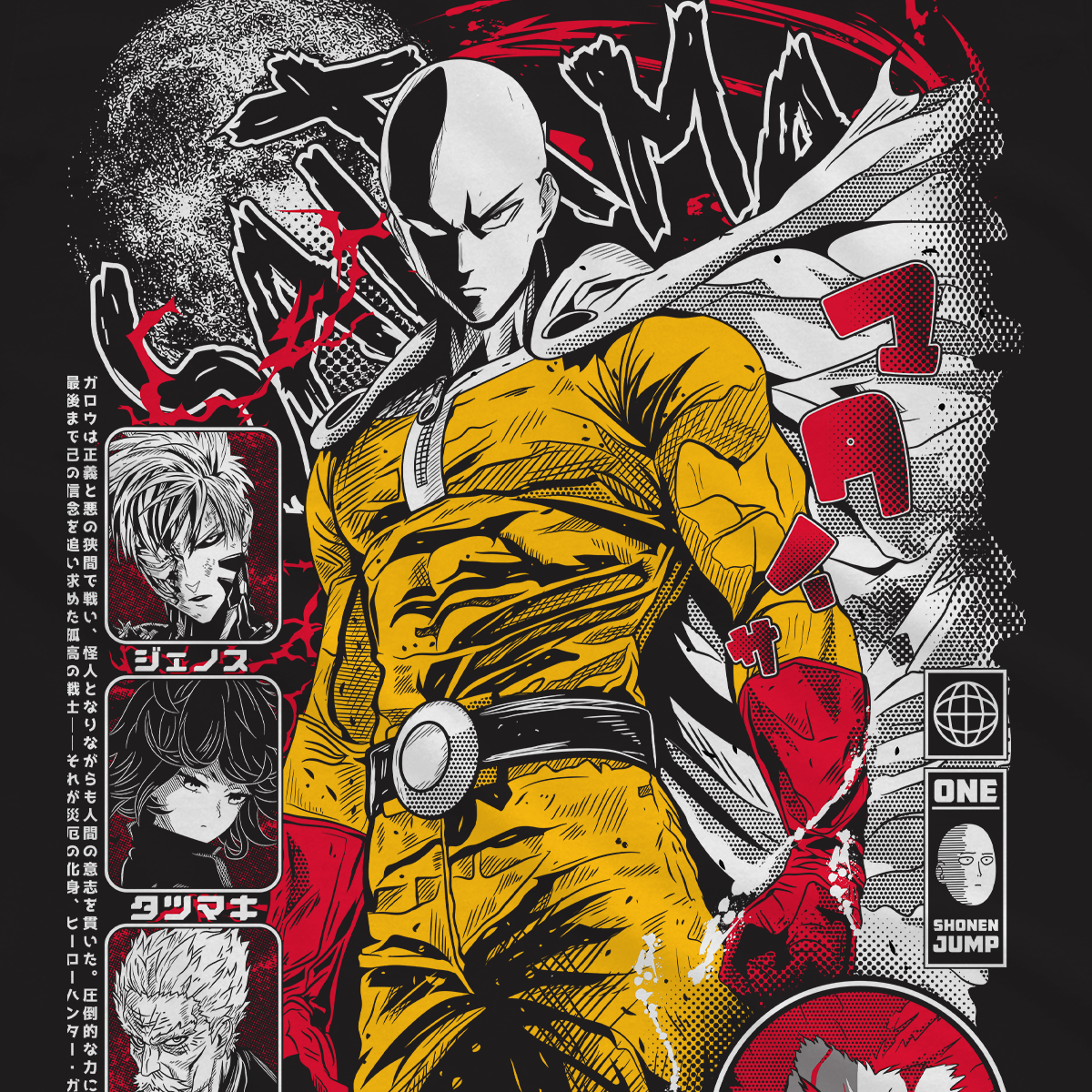 T-shirt One Punch Man - Saitama Dark
