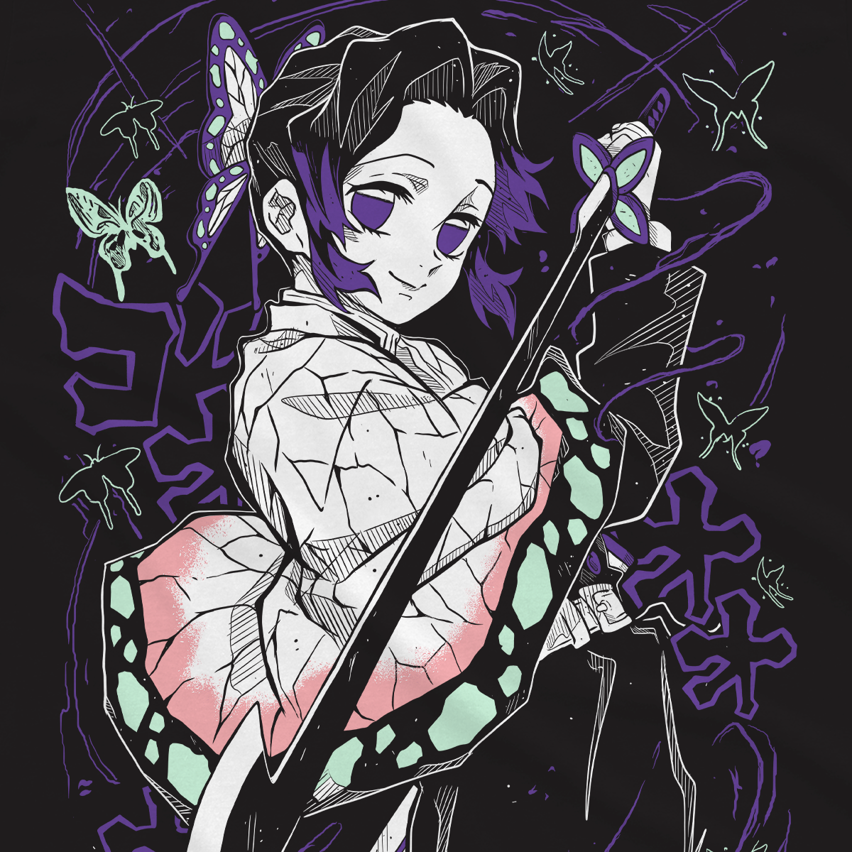 T-shirt Demon Slayer - Shibobu Murales