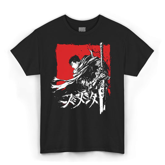 T-shirt Maglietta nera Manga Berserk Gatsu 100% Cotone Anime T-shirt - Fronte
