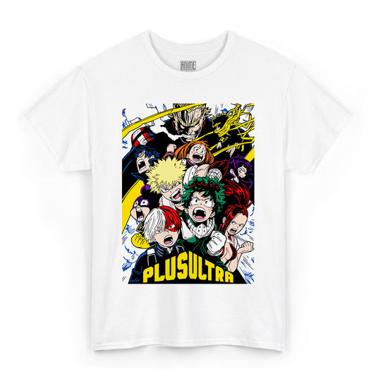 T-shirt Maglietta Bianca Serie My Hero Accademia - Plusultra 100% Cotone - Fronte