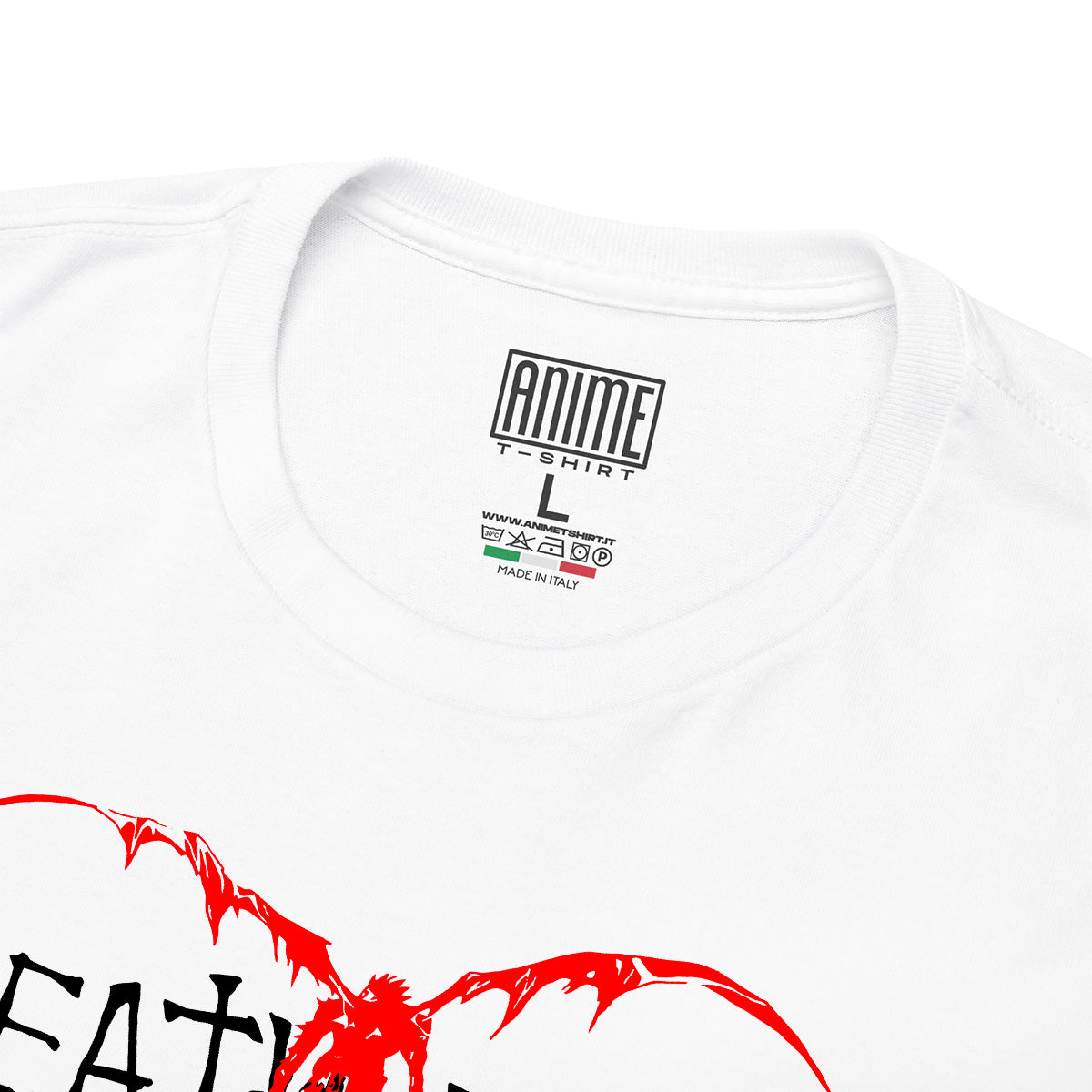 T-shirt Maglietta Bianca Manga Death Note Logo 100% Cotone Anime T-shirt - Dettaglio
