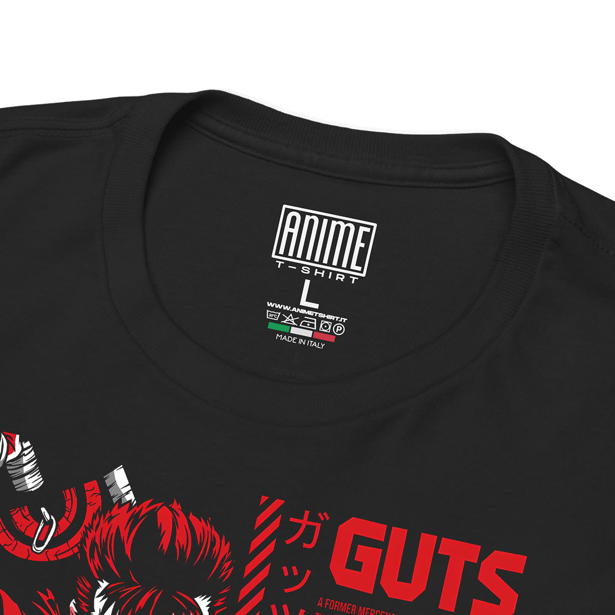 T-shirt Maglietta nera Manga Berserk Gatsu 100% Cotone Anime T-shirt - Dettaglio