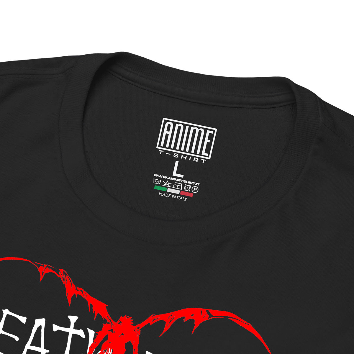 T-shirt Maglietta Nera Manga Death Note Logo 100% Cotone Anime T-shirt - Dettaglio