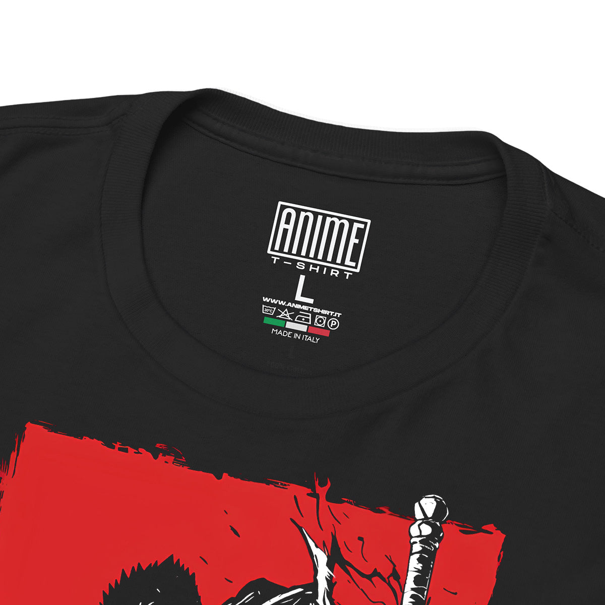 T-shirt Maglietta nera Manga Berserk Gatsu 100% Cotone Anime T-shirt - Dettaglio