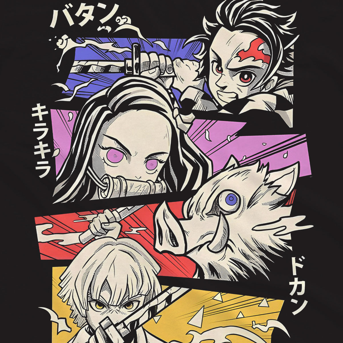 T-shirt Demon Slayer - Zenitsu Tanjiro Nezuko Inosuke