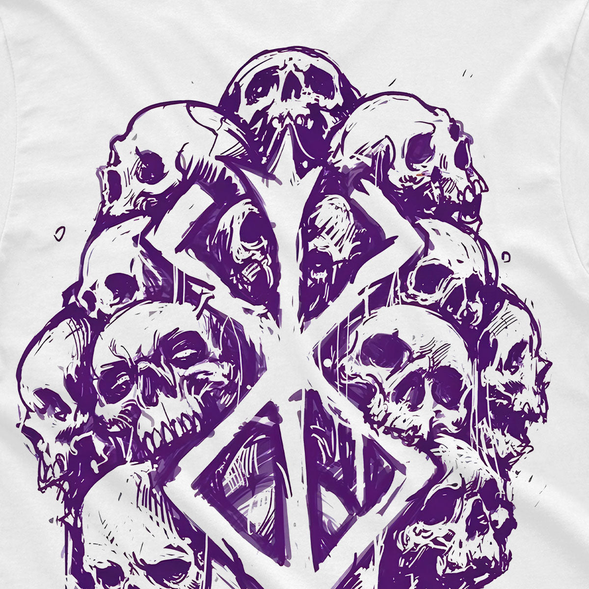 T-shirt Maglietta Bianca Manga Berserk Teschio 100% Cotone Anime T-shirt - Stampa