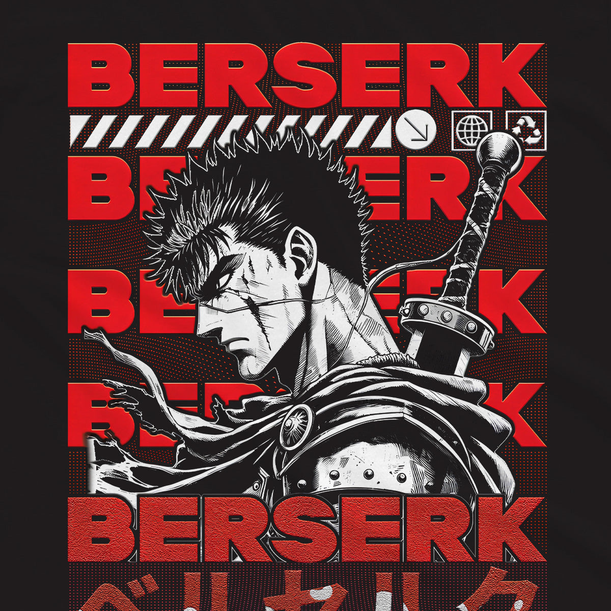 T-shirt Berserk - Black Swordman Guts
